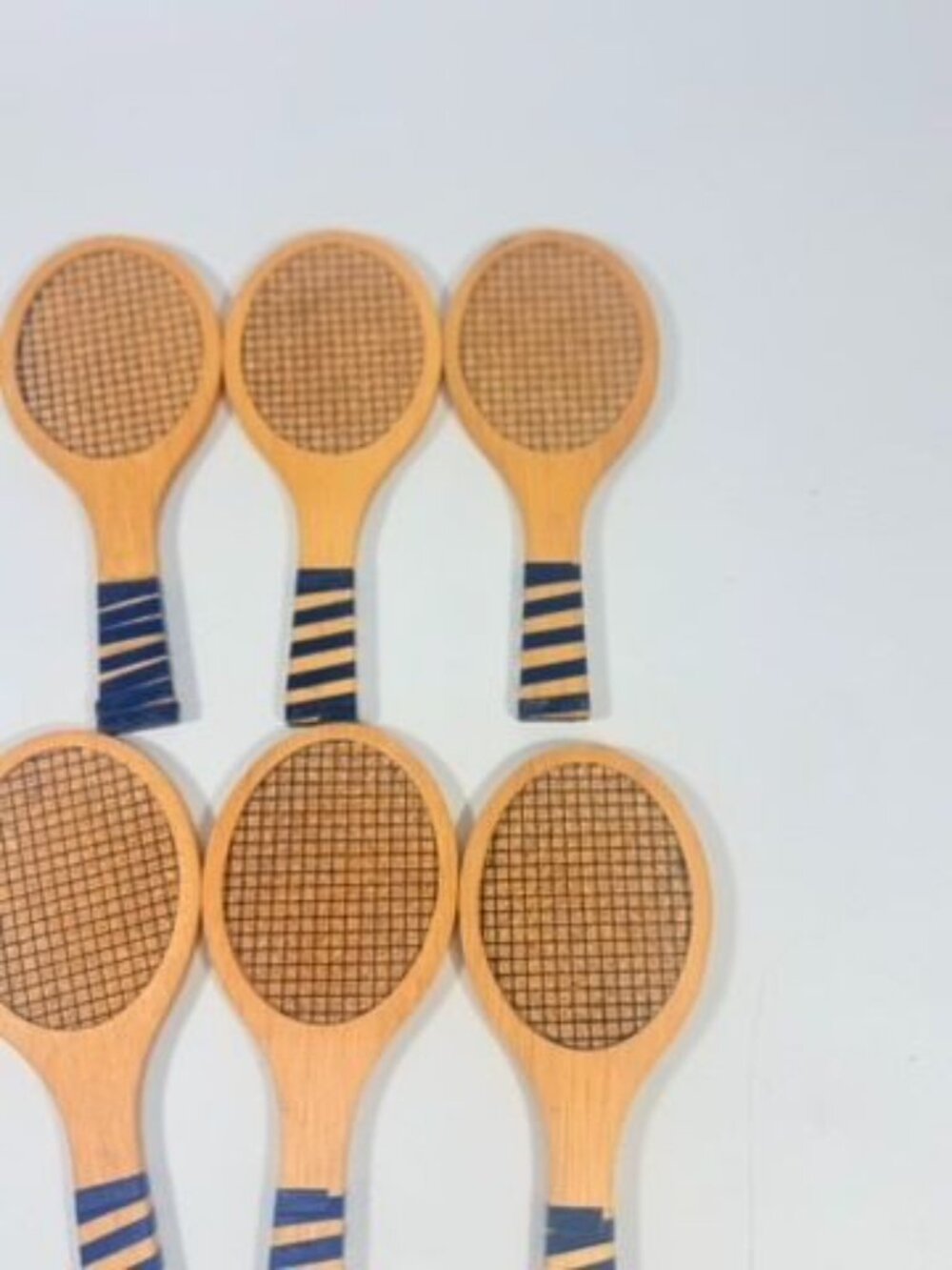 Coaster Set Cork and Wood Tennis Rackets Set 6 Unique Barware Vintage Gifts Serv - Picture 8 of 12